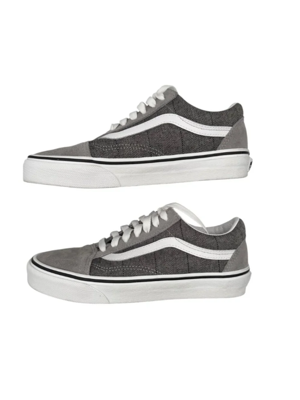 Vans Unisex Low Top Old Skool Gray White Suede Canvas Lace Up Sneakers‎ (5)